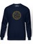 Viking Compass Logo Baskılı İndigo Mavi Lacivert Erkek Örme Sweatshirt Uzun kol 1