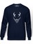 Zombie Baskılı İndigo Mavi Lacivert Erkek Örme Sweatshirt Uzun kol 1