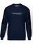 Chivalry Baskılı İndigo Mavi Lacivert Erkek Örme Sweatshirt Uzun kol 1