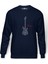Notalar Gitar Music Müzik Baskılı İndigo Mavi Lacivert Erkek Örme Sweatshirt Uzun kol 1