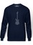 Notalar Gitar Music Baskılı İndigo Mavi Lacivert Erkek Örme Sweatshirt Uzun kol 1