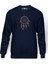 Düş Kapanı Baskılı İndigo Mavi Lacivert Erkek Örme Sweatshirt Uzun kol 1