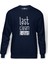 Last Clean Baskılı İndigo Mavi Lacivert Erkek Örme Sweatshirt Uzun kol 1