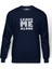 Leave Me Alone Baskılı İndigo Mavi Lacivert Erkek Örme Sweatshirt Uzun kol 1
