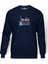 Peace Love Music Baskılı İndigo Mavi Lacivert Erkek Örme Sweatshirt Uzun kol 1