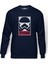 Storm Baskılı İndigo Mavi Lacivert Erkek Örme Sweatshirt Uzun kol 1