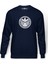 H I E L D Baskılı İndigo Mavi Lacivert Erkek Örme Sweatshirt Uzun kol 1