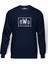 New World Order Baskılı İndigo Mavi Lacivert Erkek Örme Sweatshirt Uzun kol 1