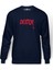 DEXTER RED LOGO Baskılı İndigo Mavi Lacivert Erkek Örme Sweatshirt Uzun kol 1