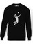 Silhouette Volleyball Baskılı Siyah Erkek Örme Sweatshirt Uzun kol 1