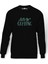 Lets Go Camping Tipografi Baskılı Siyah Erkek Örme Sweatshirt Uzun kol 1
