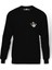 Küçük Prens Göğüs Baskı Çizgi Film Baskılı Siyah Erkek Örme Sweatshirt Uzun kol 1