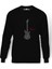 Notalar Gitar Music Müzik Baskılı Siyah Erkek Örme Sweatshirt Uzun kol 1