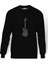 Notalar Gitar Music Baskılı Siyah Erkek Örme Sweatshirt Uzun kol 1