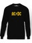 ACDC Logo Sarı Baskılı Siyah Erkek Örme Sweatshirt Uzun kol 1