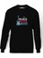 Peace Love Music Baskılı Siyah Erkek Örme Sweatshirt Uzun kol 1