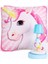 Pembe Unicorn Tasarımlı Puf Yastık Sevimli Unicorn Masa Gece Lambası Işıklı Biblo Hediye Seti 1