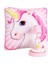 Pembe Unicorn Tasarımlı Puf Yastık Sevimli Unicorn Masa Gece Lambası Işıklı Biblo Hediye Seti 1