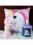 Gökkuşağı Unicorn Kalemlik Unicorn Işıklı Biblo Masa Gece Lambası Puf Yastık Hediye Seti 1