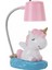 Pembe Unicorn Tasarımlı Puf Yastık Ponçik Unicorn Masa Gece Lambası Işıklı Biblo Hediye Seti 2