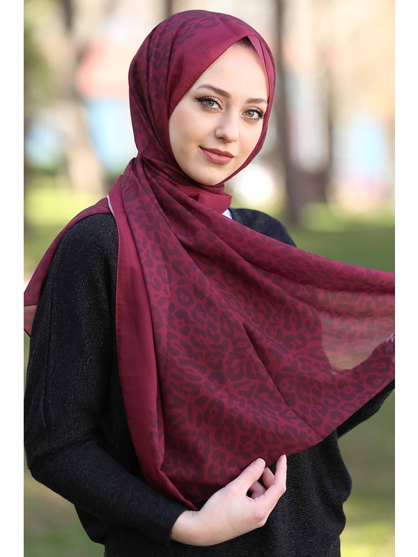 Stella Leopar Desen Sal Bordo 70x180cm Fiyati Taksit Secenekleri