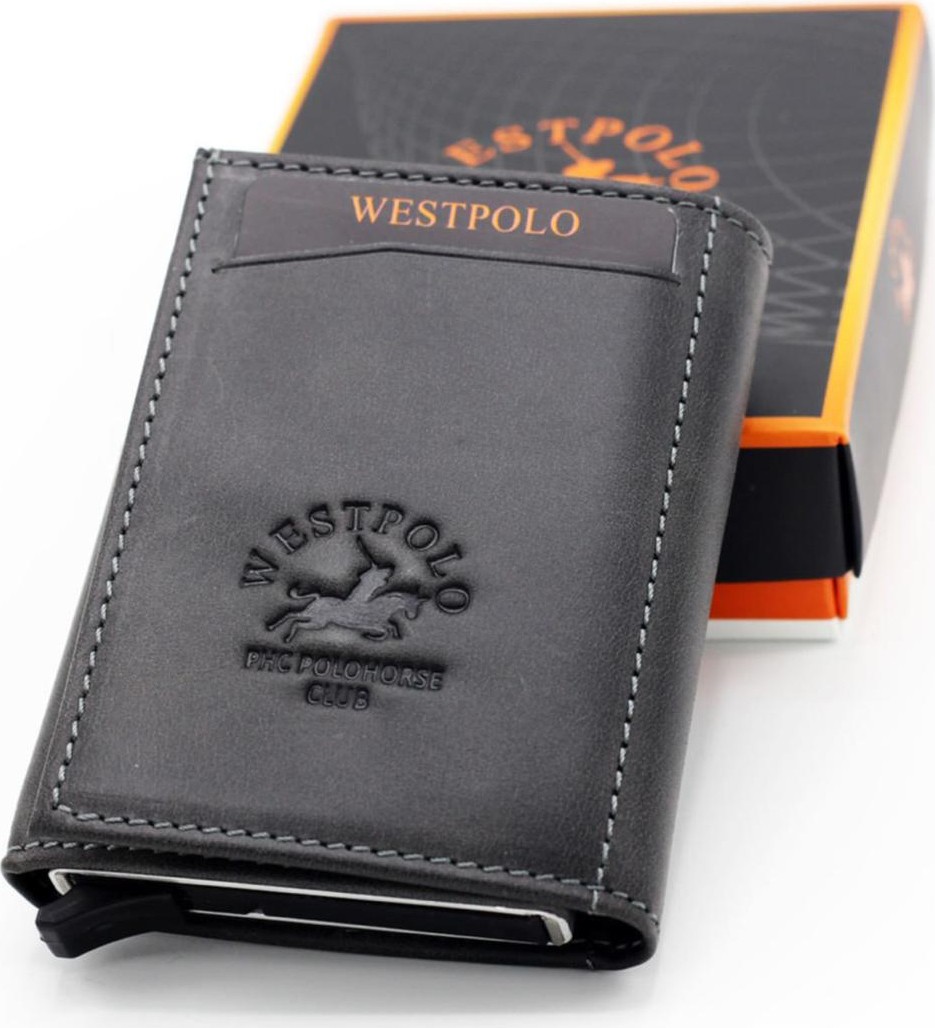 West Polo Crazy Deri Mekanizmalı Para Gözlü Siyah Erkek Cüzdan Kartlık W22045551 görsel 2