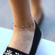 By Golden House Firuze Taşlı Kalp Halhal