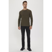 Lee Cooper Flame Erkek %100 Pamuk Bisiklet Yaka Sweatshirt Açık Haki