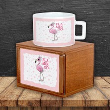 Hediyekanalı Flamingo Puf Yastık Flamingo Tasarımlı Ahşap Kutulu Kupa Hediye Seti