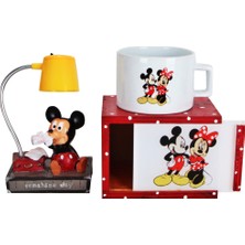 Hediyekanalı Mickey Mouse Minnie Mouse Tasarım Puantiyeli Kutulu Kupa Mickey Işıklı Biblo Hediye Seti