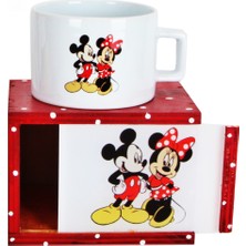 Hediyekanalı Mickey Mouse Minnie Mouse Tasarım Puantiyeli Kutulu Kupa Mickey Işıklı Biblo Hediye Seti