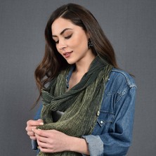 Dosimira Kadın Nefti Yeşil Denim Taşlama Fular