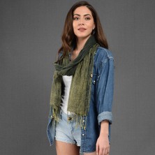 Dosimira Kadın Nefti Yeşil Denim Taşlama Fular