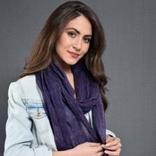 Dosimira Kadın Mor Denim Taşlama Fular