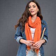 Dosimira Kadın Turuncu Denim Taşlama Fular