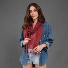 Dosimira Kadın Bordo Denim Taşlama Fular