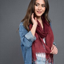 Dosimira Kadın Bordo Denim Taşlama Fular