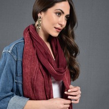 Dosimira Kadın Bordo Denim Taşlama Fular