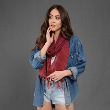 Dosimira Kadın Bordo Denim Taşlama Fular