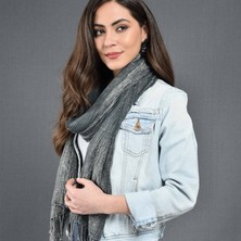 Dosimira Kadın Antrasit Denim Taşlama Fular