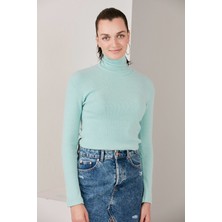 Catspy Su Yeşili Boğazlı Triko Kazak