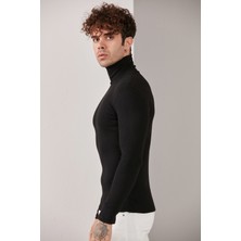 Catspy Erkek Siyah Lycra Boğazlı Kazak