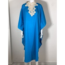 Uzman Tekstil Bol Kesim Pamuklu Elbise Mavi