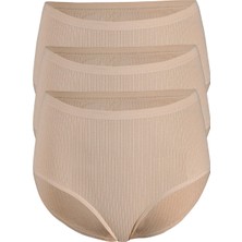 Yıldız Kadın 3'lü Paket Ribana Çizgili Yüksek Bel Bato Külot