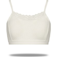 FSM1453 Kız Çocuk Pamuklu Ip Askılı Likralı Süngerli Dantelli Yarım Atlet 3'lü