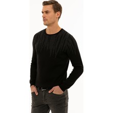 Pierre Cardin Erkek Siyah Slim Fit Triko Kazak 50227828-VR046