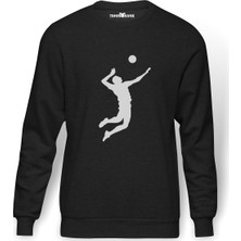 Tshirthane Silhouette Volleyball Baskılı Erkek Örme Sweatshirt Uzun Kol