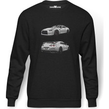 Tshirthane Nissan Gt R Baskılı Erkek Örme Sweatshirt Uzun Kol