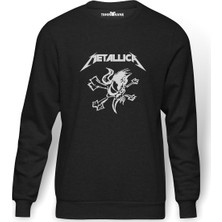 Tshirthane Metallica Skull Baskılı Erkek Örme Sweatshirt Uzun Kol