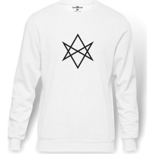 Tshirthane Bring Me The Horizon Logo 3 Baskılı Beyaz Erkek Örme Sweatshirt Uzun kol